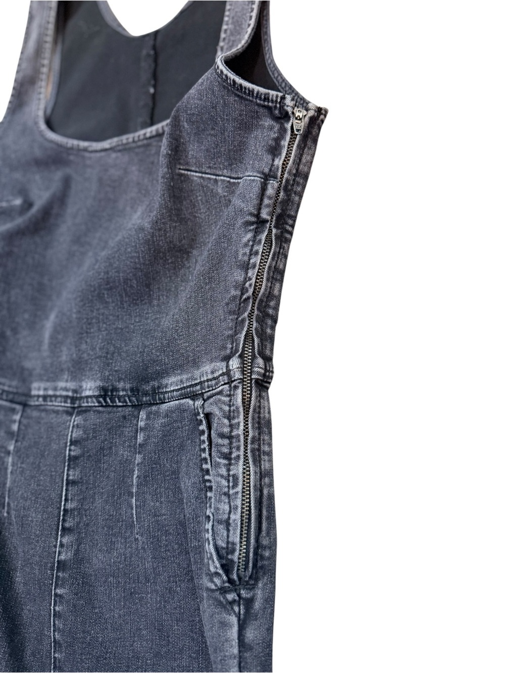 Free People Denim Jumpsuit Dark Wash Sleeveless Stretch One Piece Size 2 - Picture 7 of 16